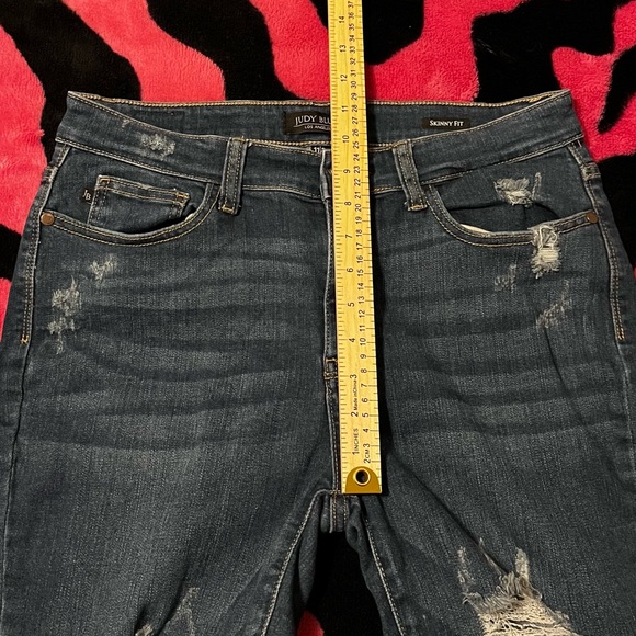Judy Blue Womens Jeans 11 30 Stretch Chewed Hem Festival Boho Distressed Skinny - Picture 14 of 16